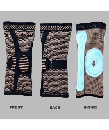 Buy Professional Copper Knee Brace - Knee Compression Sleeve Support with Patella Gel Pads for Men & Women - Joint Pain Relief ACL & Arthritis Support - Large Black - Buy Online on GoSupps.com