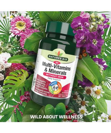 Natures Aid Multi-Vitamins & Minerals 60 Tablets - Vegan One-a-Day Formula for Immune Energy Brain & Bone Health - 60 Count Pack - Made in the UK - Buy Online on GoSupps.com