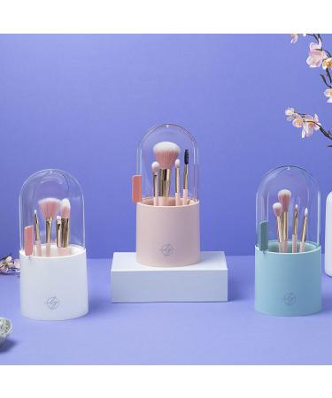 Lush and Glam Bell Jar Makeup Brush Holder | Dustproof Cosmetic Display Case with Lid and 500 Pearls | Lotus Pink Makeup Organizer for Vanity and Bathroom - Buy Online on GoSupps.com