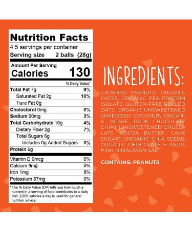 Dark Chocolate Peanut Protein Power Ball | On-the-Go Snacks | Gluten, Dairy, Soy Free | High Protein Energy Bites (2 Pack) - 4.5 oz - Buy Online on GoSupps.com