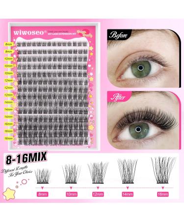 wiwoseo Russian Cluster Lashes Kit Lash Individual Cluster Eyelash Extensions D Curl Cluster Lashes Glue Bond and Seal Natural Lash Extension Kit for Beginners DIY at Home(0.07d 8-16MM) M-cluster lashes kit 8-16MM - Buy Online on GoSupps.com