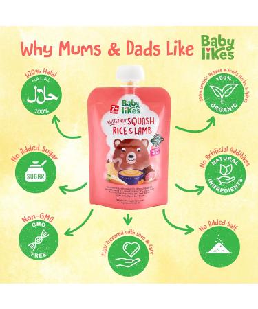Baby Likes Pack of 4 Organic Halal Baby Food Pouches (4 x 130g) - Halal Baby Food Puree Pouches - - Buy Online on GoSupps.com