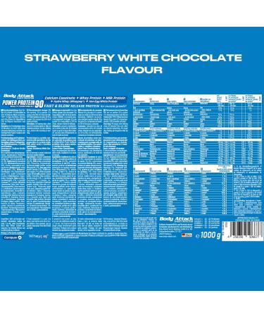 Body Attack Power Protein 90 - Strawberry White Chocolate 1kg | Multi-Component Protein Powder with BCAA Vitamins & L-Carnitine | Made in Germany | Extra Creamy Protein Shake - Buy Online on GoSupps.com