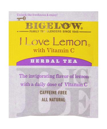 Bigelow I Love Lemon Herbal Tea with Vitamin C | Caffeine Free | 20 Bags | 1.28 oz - Buy Online on GoSupps.com