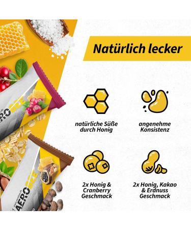 Aerobee Energy Bar Trial Package - 2x Honey Peanut & 2x Honey Cranberry - Sugar-Free Oat Bars for Endurance Hiking & Meal Replacement - International Shipping - Buy Online on GoSupps.com