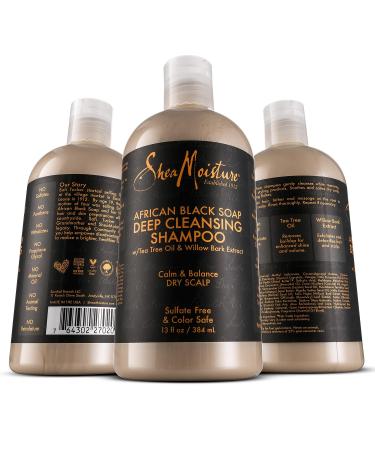Shea Moisture African Black Soap Deep Cleansing Shampoo - 13 oz | Gentle Cleansing for Hair and Scalp - Buy Online on GoSupps.com