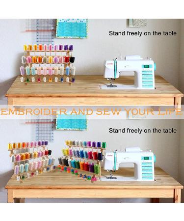 New brothread 2X60 Spools Wooden Thread Rack/Thread Holder Organizer with Hanging Hooks for Embroidery Quilting and Sewing Threads - Buy Online on GoSupps.com