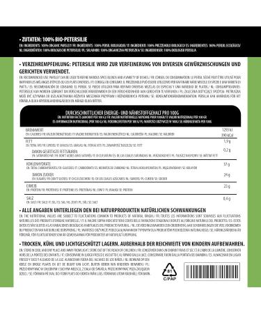 Dried Organic Parsley Rubbed Organic Parsley Parsley from Certified Organic Farming Parsley Laboratory-Tested 100% Pure and Natural (100 GR) - Buy Online on GoSupps.com