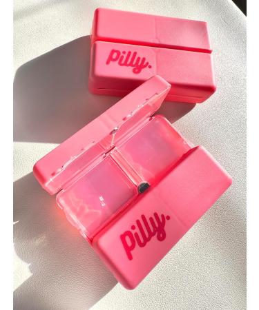 7 Compartments Travel Pill Case - Foldable Travel Organizer with Magnetic Button | Hot Pink Vitamin Supplement & Medicine Holder - PILLY - Buy Online on GoSupps.com