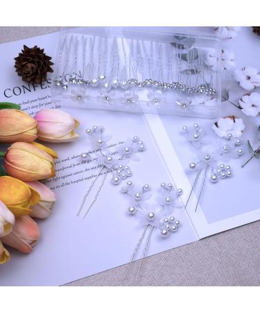 Silver Rhinestone Pearl Wedding Hair Pins - 28 Pieces Bridal Hair Accessories for Brides & Bridesmaids - Buy Online on GoSupps.com