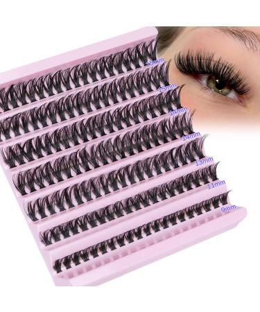 Goddvenus Individual lashes Cluster Lashes DIY Eyelashes Individual Wispy Cluster Eyelash Extensions Lash Clusters140pcs Cluster Lashes Extensions 40D-QC