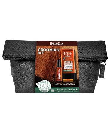 L'Or al Men Expert Nursing set with beard oil and XL shower gel for body hair and a well -kept beard with cedar wood oil including Washbag Barber Club Gooming Kit