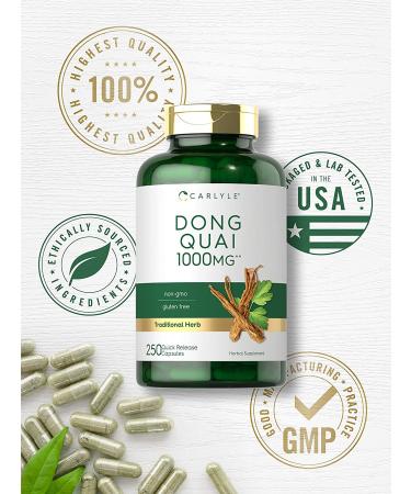 Dong Quai Capsules 1000mg | 250 Count Non-GMO Gluten Free Supplement | Traditional Herb by Carlyle - Buy Online on GoSupps.com