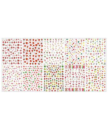 10 Sheets Summer Fruit Nail Art Stickers - Strawberry Lemon & Watermelon Designs for Kids & Women | Self-Adhesive Manicure Decals - Perfect Gift - Buy Online on GoSupps.com