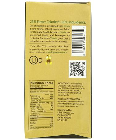Lily's Dark Chocolate Bar with Stevia - Original, 3oz (Pack of 12) | Sugar-Free Treats - Buy Online on GoSupps.com