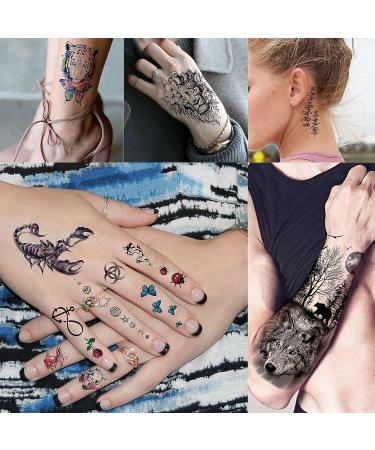 VANTATY 54 Sheets Large Watercolor Temporary Tattoos - Tribal Wolf Lion Tiger Owl Flower Designs for Men and Women - Long Lasting Fake Tattoos for Thigh, Arm, and Chest - Buy Online on GoSupps.com