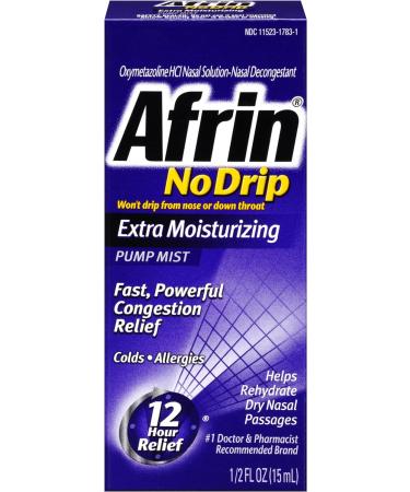 Afrin No Drip Nasal Spray Pump Mist - Extra Moisturizing .5 oz - Buy Online on GoSupps.com