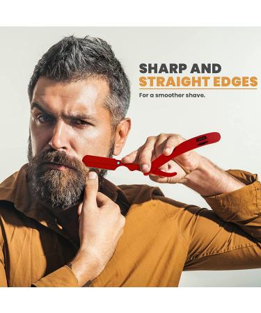 Utopia Care Professional Barber Razor - Stainless Steel Straight Edge with 100 Derby Blades (Red) - Buy Online on GoSupps.com