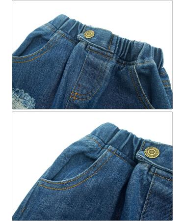 SEAUR Baby Boys Blue Ripped Jeans | Elastic Waistband Stretch Denim Pants | 2-3 Years - Buy Online on GoSupps.com