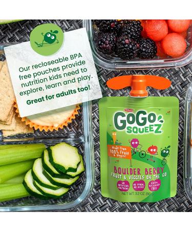 GoGo squeeZ Boulder Berry - 48 Pack Kids Snacks | Gluten-Free, Vegan, Nut & Dairy-Free Fruit & Veggie Pouches - Buy Online on GoSupps.com