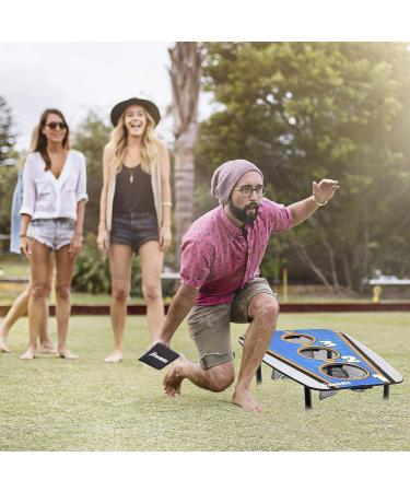 Franklin Sports 3 Hole Cornhole Board Set with 6 Bean Bags Blue - Foldable | Bean Bag Toss Yard Game - Buy Online on GoSupps.com