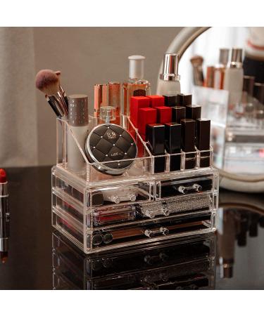 Cq acrylic Clear Makeup Organizer & Storage 4 Drawers - Set of 2 | Cosmetic & Jewelry Display Case for Beauty Skincare Products - Buy Online on GoSupps.com