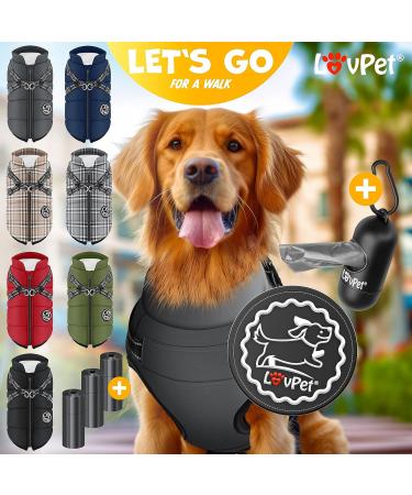 Lovpet Dog Jacket & Coat - Waterproof Padded Vest with Reflectors 45 Feces Bags & D-Ring | Ideal for Dogs - Buy Online on GoSupps.com