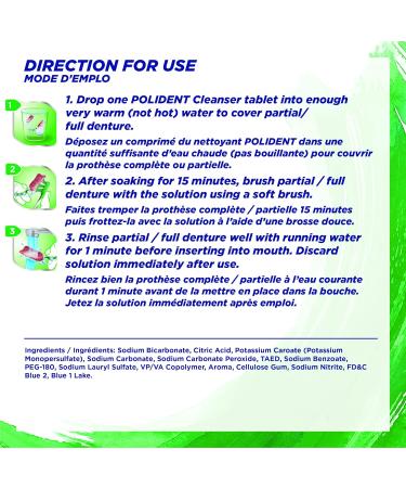 Polident Partials Denture Cleaning Tablets - Triple Fresh Mint 84 Count | Effective Stain Removal & Odor Control | Buy Online for Fast International Shipping - Buy Online on GoSupps.com