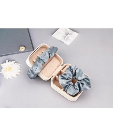 2 Pcs Premium Silk Scrunchies for Women - Blue Satin Ponytail Holder & Elastic Hair Ties - Buy Online on GoSupps.com