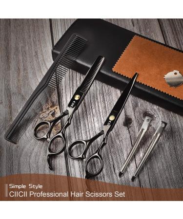 CIICII Hair Cutting Scissors Set - Professional Hairdressing Shears for Men, Women, and Pets - Home Salon and Barber Kit - Black Hair Scissors - Buy Online on GoSupps.com