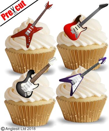 Essential Electrical Guitar Cupcake Decorations - Pre-Cut Rice/Waffle Paper for Parties Birthdays & Weddings | Metal/Rock Music Theme - Buy Online on GoSupps.com