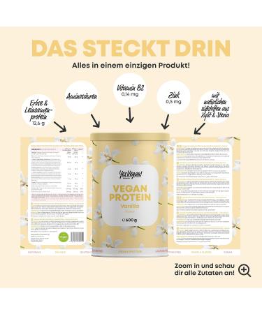 Vegan Protein Powder with Free Shaker - Vanilla Flavor | B2 & Zinc | Plant-Based Alternative to Whey Protein - Buy Online on GoSupps.com