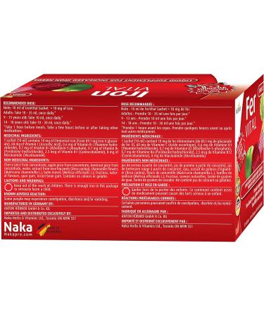 Iron VITAL Liquid Supplement For Increased Iron Needs. Vegan Formula 20 sachets 10 ml each Made in Germany - Buy Online on GoSupps.com