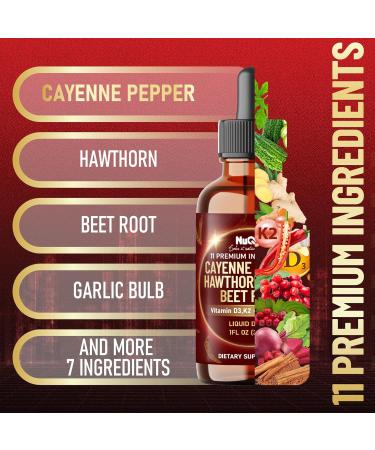 11in1 Cayenne Pepper Liquid Drops with Hawthorn Berry Beet Root Turmeric Ginger and More - Nutrient Absorption - 2 Pack (60ml Total) - 60Days - Buy Online on GoSupps.com