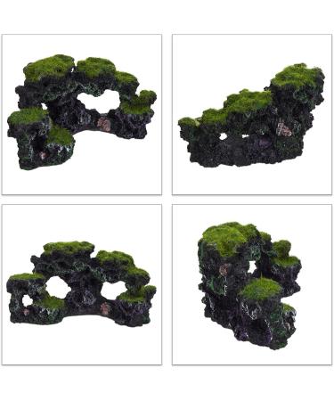 Relaxdays Aquarium Decoration Stone - Natural Look Rock Cave Hiding Place 8.5x17cm Black-Green Aquarium Accessory - Buy Online on GoSupps.com
