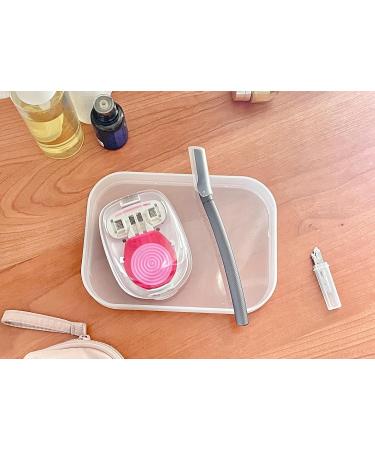 Buy Travel Women's Razor with Dry Case - 5 Blade Smooth Shaving Razor for Legs Body & Bikini - Pink Mini Handle & Refill Cartridge - Perfect for International Shipping - Buy Online on GoSupps.com