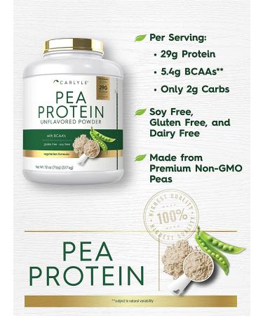 Carlyle Pea Protein Powder 7lb - Unflavored | 29G Protein | Non-GMO, Gluten and Soy-Free | Vegetarian-Friendly - Buy Online on GoSupps.com