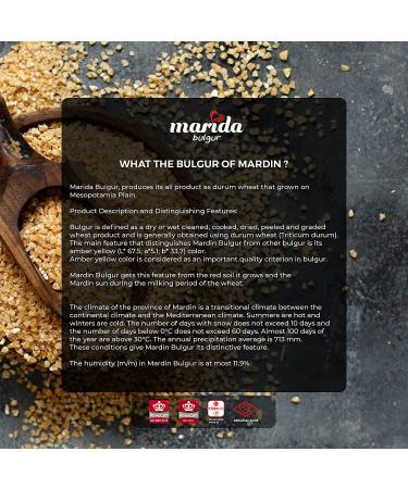 Marida Fine Premium Bulgur 2.2 lb - Natural Non-GMO Wheat for Healthy & Tasty Salads & Side Dishes - Buy Online on GoSupps.com