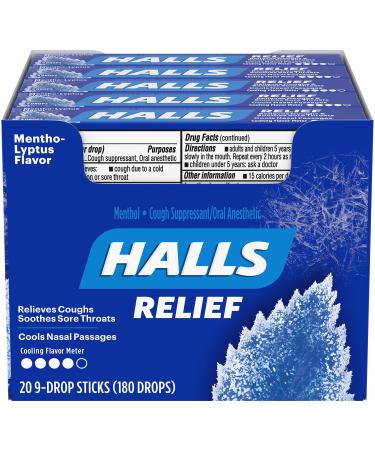 HALLS Relief Mentho-Lyptus Cough Drops, 20 Packs of 9 Drops (180 Total Drops) 9 Count (Pack of 20)
