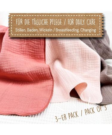 Mimadu Bio GOTS Baby Muslin Spit Towels Set - Organic Cotton Spitting Cloths for Girls (30x60 cm Blossom 3 Pack) - Buy Online on GoSupps.com