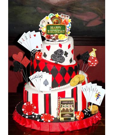 LaVenty Casino Cake Decoration Set with Happy Birthday Cake Topper Pick Las Vegas Themed Decoration - Buy Online on GoSupps.com