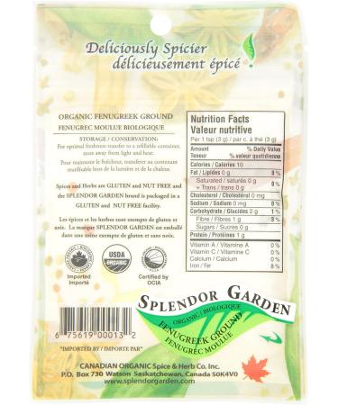 Splendor Garden organic Fenugreek Ground 35.0 Gram 35 g (Pack of 1) - Buy Online on GoSupps.com