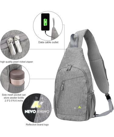 NEVO RHINO Crossbody Sling Bag 2022-Upgrade Light Grey1 - Casual Travel Hiking Chest Bag for Men Women - Buy Online on GoSupps.com