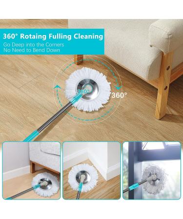 Floor Microfiber Wet Dry Mop  Tsmine Hardwood Floor Mop for Floor Cleaning  Commercial Household Clean Hardwood  Mop & Refills Set Include 2 Replacement Heads Refills and 61" Extended Mop Pole Handle - Buy Online on GoSupps.com