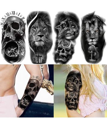 Realistic Black Animals Temporary Tattoos | 22 Sheets | Half Arm Sleeve | 3D Tribal Designs | Halloween Fake Tattoo Stickers - Buy Online on GoSupps.com
