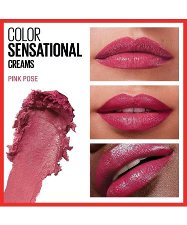 Maybelline Color Sensational Lipstick  Lip Makeup  Cream Finish  Hydrating Lipstick  Nude  Pink  Red  Plum Lip Color  Pink Pose  0.15 oz  (Packaging May Vary) 233 PINK POSE 1 Count (Pack of 1) - Buy Online on GoSupps.com
