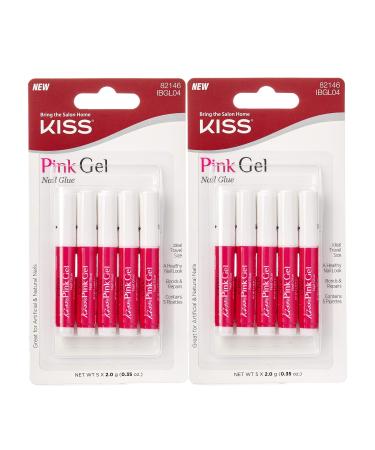 Kiss Pink Gel Nail Glue (IBGL04) (2 Pack) 5 Count (Pack of 2)