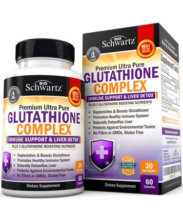 Glutathione Supplement Liver Detox with Quercetin Vitamin C Milk Thistle Alpha Lipoic Acid Liver Supplement & Immune Support Pills - Natural Immunity Defense Health Formula & Liver Cleanse 500mg 60ct 60 Count (Pack of 1)