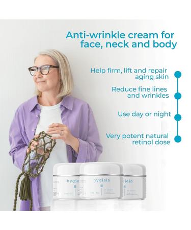 Hygieia 2% Retinol Cream 4oz - Anti-Wrinkle Liposomal Cream for Face Neck & Body | Deep Cellular Absorption Firming & Lifting - Day & Night Use - Buy Online on GoSupps.com