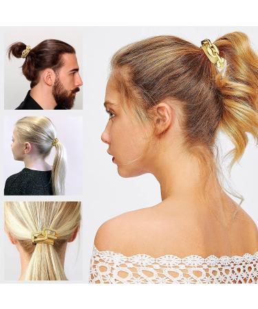 Gold Plated Ponytail Holders Scrunchies - Soft Elastic Hair Ties Bracelet - Trendy Hair Accessories for Women in Khaki - Buy Online on GoSupps.com